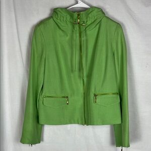 Gallant New York 100% Silk Pastel Green Zip Up Lightweight Jacket